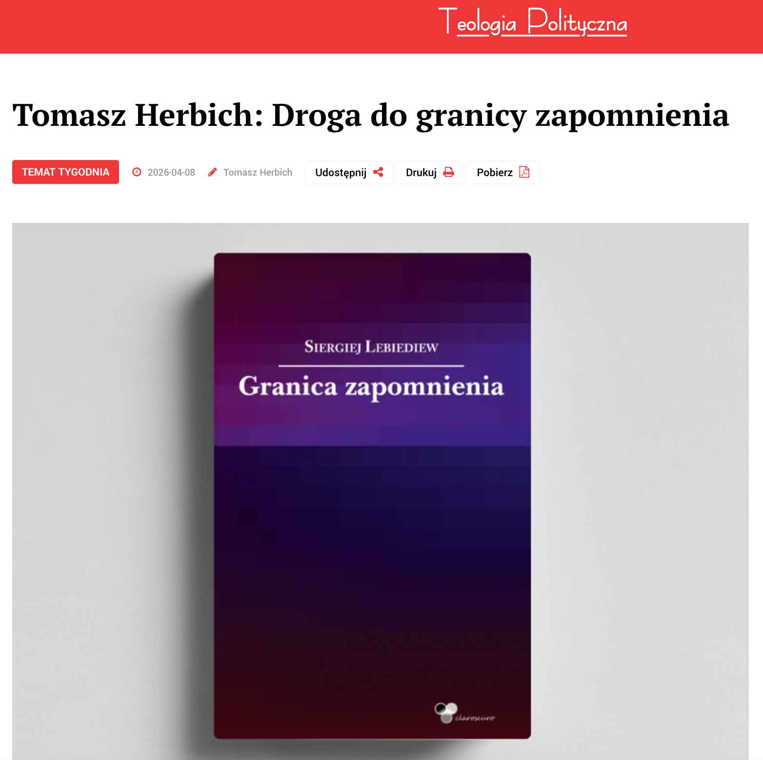 Teologia Polityczna o Granicy zapomnienia